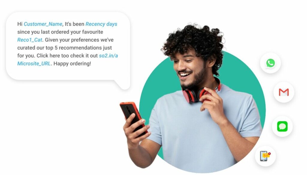 Hyper personalization of SMS, WhatsApp, Email, RCS, Push Notifications and any messages to customers