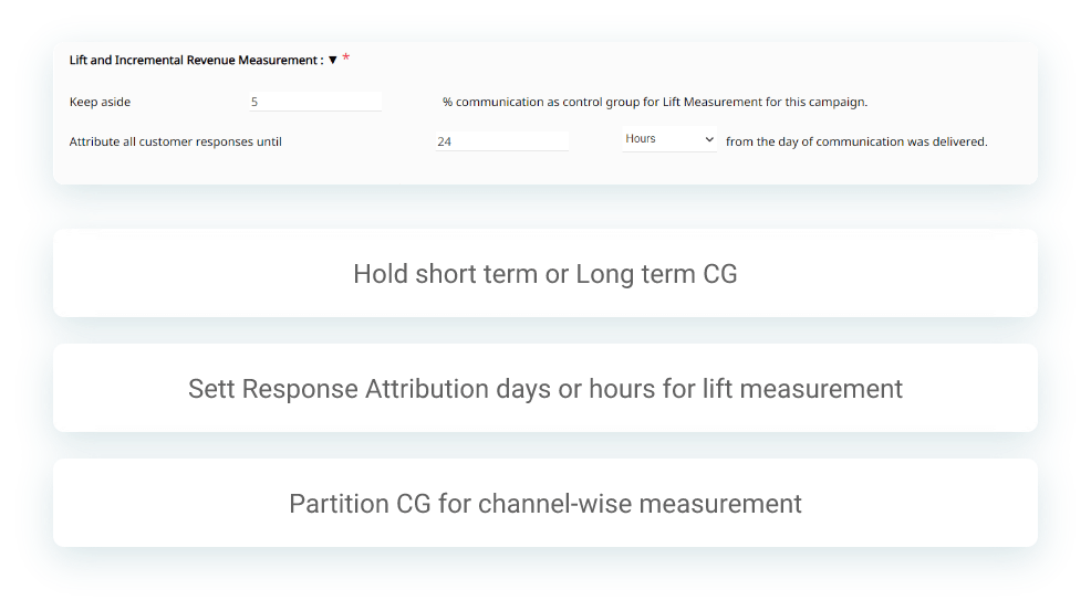 Refined measurement tools for incrementality and lift measurement including multiple target vs. control options